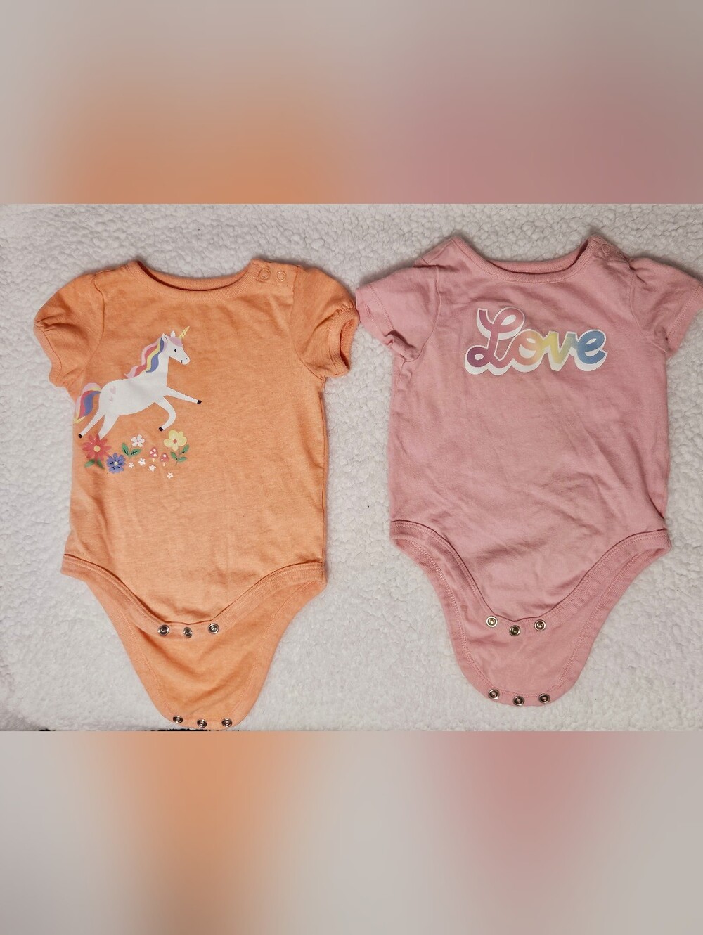Garanimals Baby Girl Bodysuits 6-9months One-Piece Lot of 2 Short Sleeve